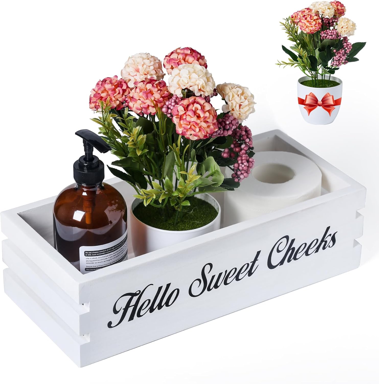 VOOWO Hello Sweet Cheeks Bathroom Decor Box, Nice Butt Bathroom Decor Box, Funny