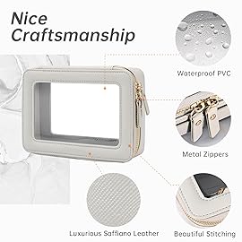 Aveniee Clear Makeup Bag Organizer,Travel Toiletry Bag for Women,Waterproof Cosmetic Pouch with Zippers,Car Accessories Organizers and Storage Case,Grey