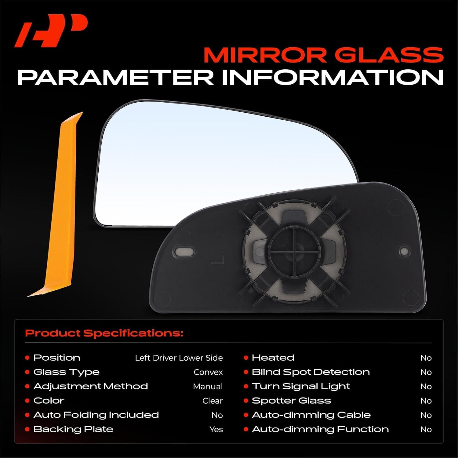 A-Premium Ram Left Driver Side Lower Mirror Glass Compatible with Dodge Ram 1500 2009-2024, Ram 2500 3500 2010-2018 - Towing Mirror, Convex Glass with Rear Mounting Bracket - Replace# 68067731AA