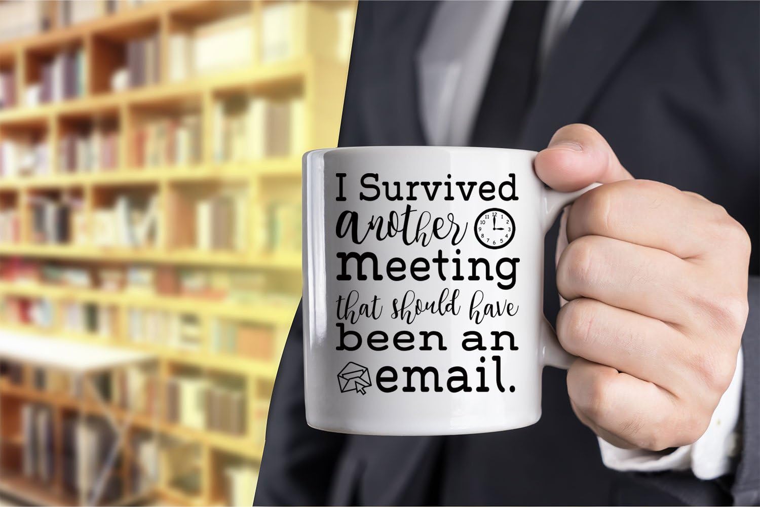 I Survived Another Meeting That Should Have Be - Funny Ceramic Mug - Sarcastic Joke Adult Humor - Perfect Work Appreciation Gift, Employee, Boss, Coworkers, Birthdas 11oz Coffee Mug - by Funnwear - Image 4