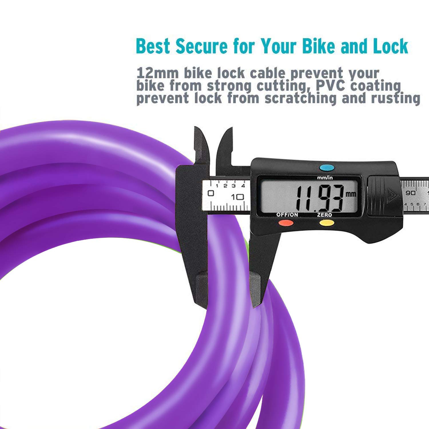 GOLDPOOL Bicycle Lock for Kids Teenager Adult Number Code Combination Cable Lock, Colourful - Image 3