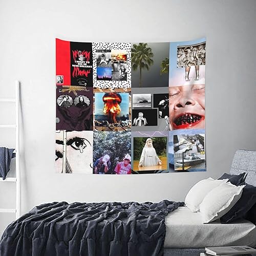 Miniatura 4 de TEMI Tapiz de rapero, portada de álbum de música suicida, pósteres de collage para colgar en la pared, para niños y niñas, dormitorio universitario,