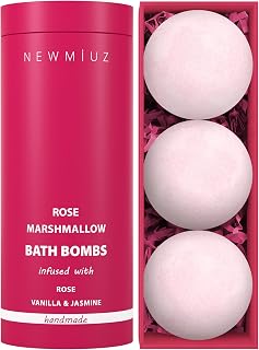 Rose Marshmallow Vanilla Bath Bomb - Infused with The Delicate Jasmine - Luxurious Bath Essentials for Nourishing Dry Skin - Treat Yourself to A Blissful Bubble Bath Bombs Gift Set New Miuz