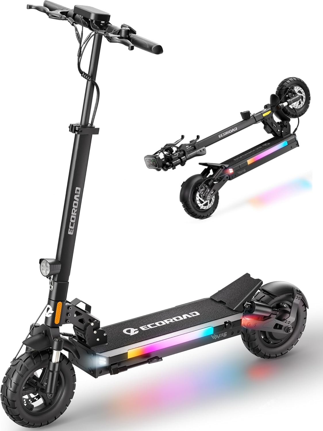 ECOROAD Electric Scooter for Adults, 1000W Peak Motor Up to 31 MPH, 37+ Miles Long Range, 10" All-Terrain Pneumatic Tires, Foldable Heavy Duty 330+ lbs E-Scooter with App & RGB Lights
