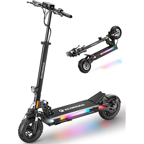 ECOROAD Electric Scooter for Adults, 1000W Peak Motor Up to 31 MPH, 37+ Miles Long Range, 10" All-Terrain Pneumatic Tires, Foldable Heavy Duty 330+ lbs E-Scooter with App & RGB Lights