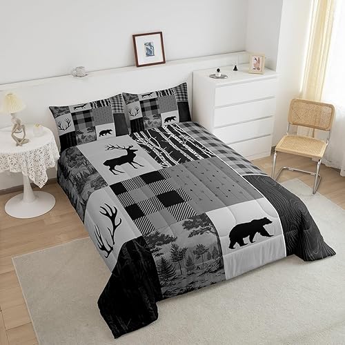Miniatura 4 de Castle Fairy Juego de edredón de ciervos con cuernos de ciervo, juego de ropa de cama tamaño individual, juego de ropa de cama de caza con flechas