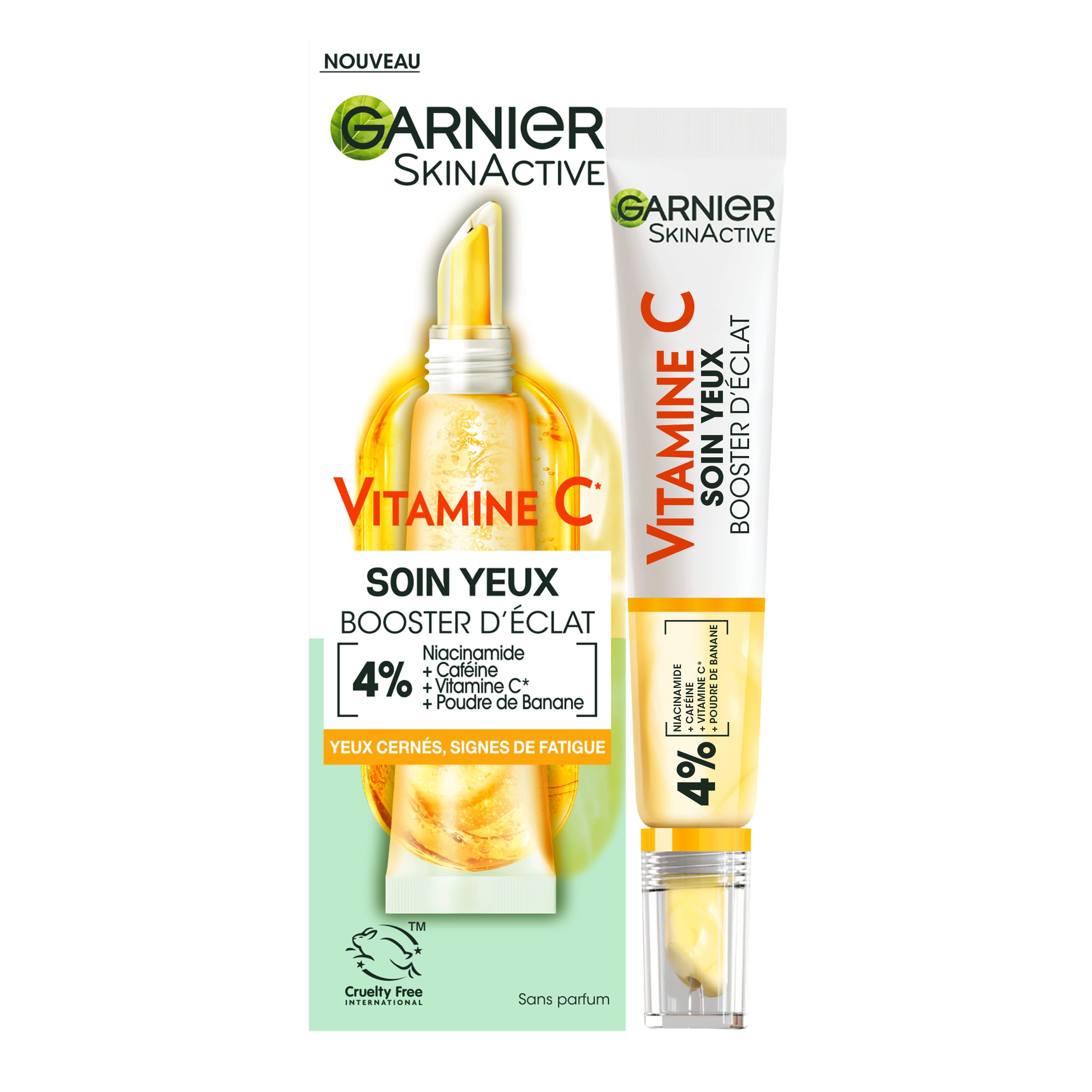 GARNIER Augenpflege Booster – strahlende Augenpflege mit Niacinamid, Koffein, Vitamin C, Banane