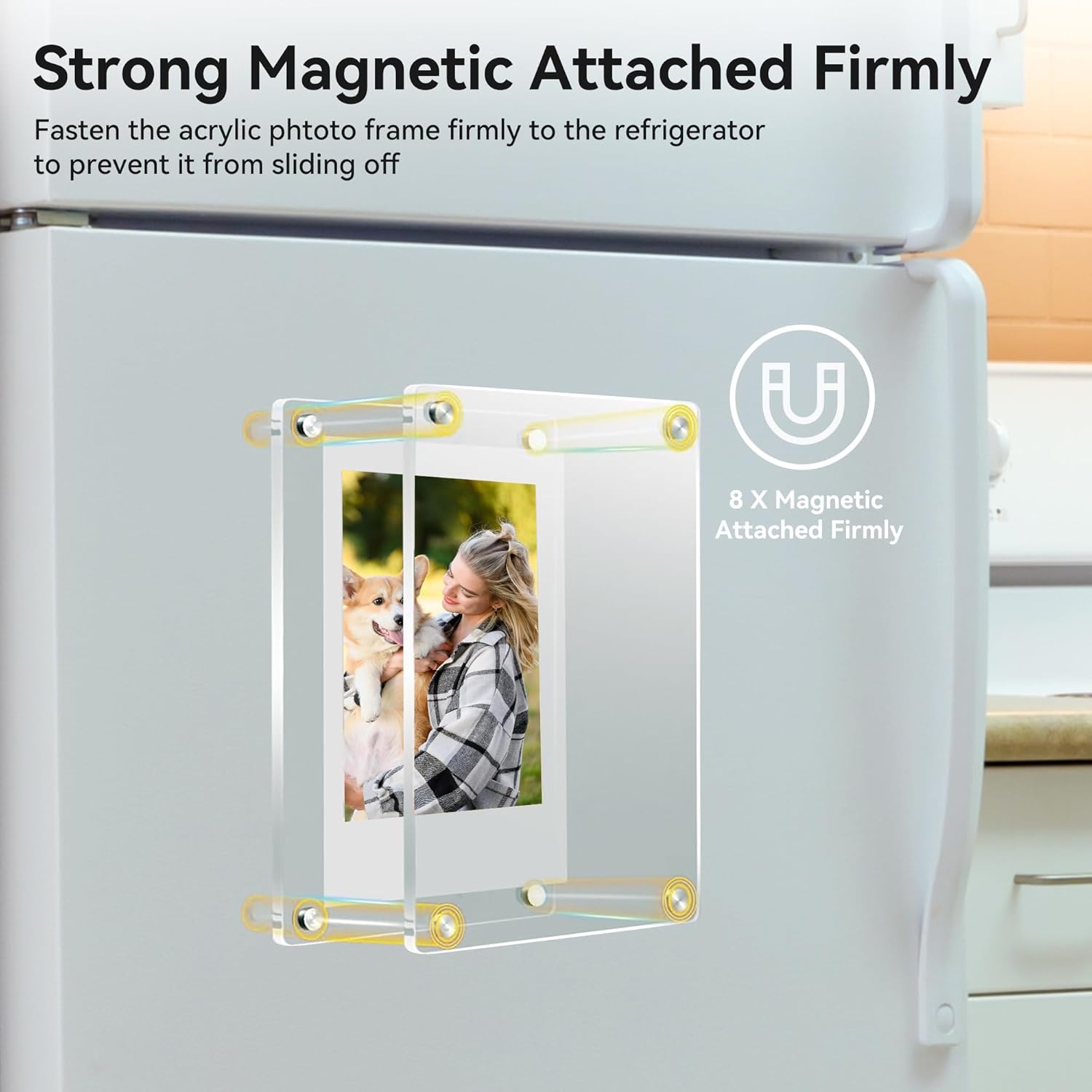 CAPHONT 24 Pack Magnetic Acrylic Picture Frame for Fridge, 2.36x3.54 Inch Polaroid Frame, Double Sided Refrigerator Magnet Picture Frame for Fujifilm Instax Mini, Clear Picture Display Frame