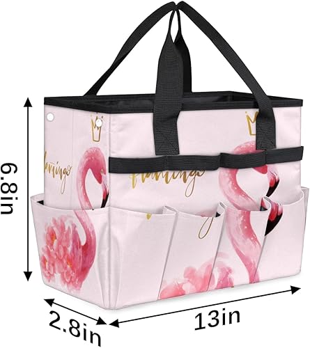 Miniatura 3 de Watercolor Flamingo Crown Garden Tool Tote Bag for Women Men Gardening Tool Storage Bags with 10 Pockets Standable Garden Home Tool Kits Organizer