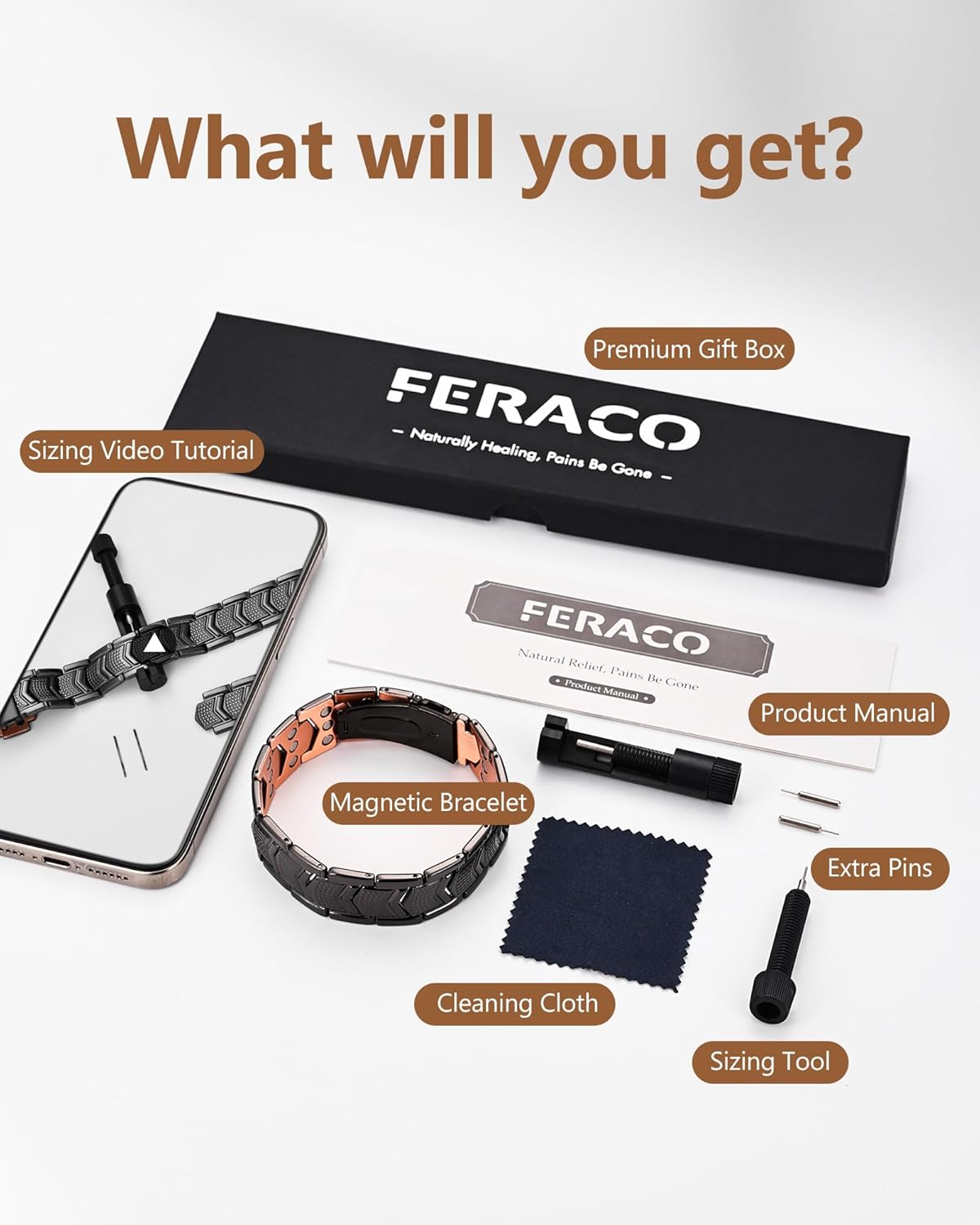 Feraco Copper Bracelet for Men 3X Strength,Magnetic Therapy Bracelet Copper Jewelry with Powerful 3800 Gauss Magnets - Image 8