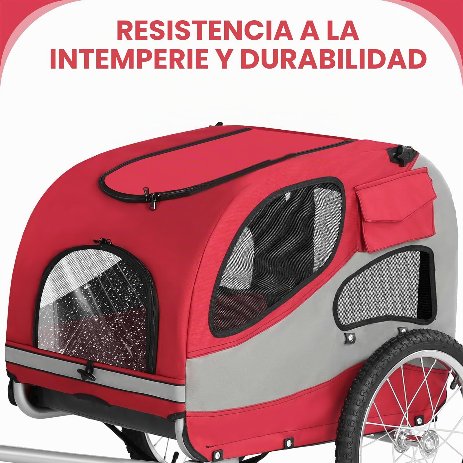 Remolque de bicicleta para perros, plegable, con reflectores de seguridad, bolsa de almacenamiento, interior acolchado y correa de seguridad, transportador de perros de hasta 30 kg
