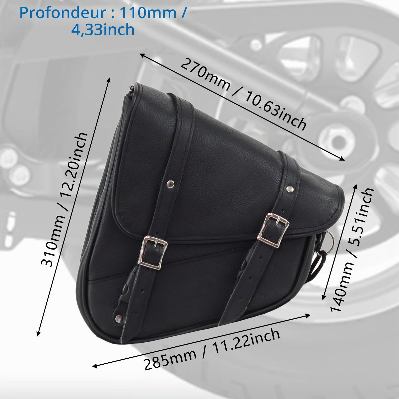 Dream Apparel Sac de Bras oscillant de Moto en Cuir Noir, Sac de Selle de Moto côté Gauche, Sac à Outils adapté pour Les modèles Softail/Bras oscillant triangulé Dyna Low Rider Fat Bob