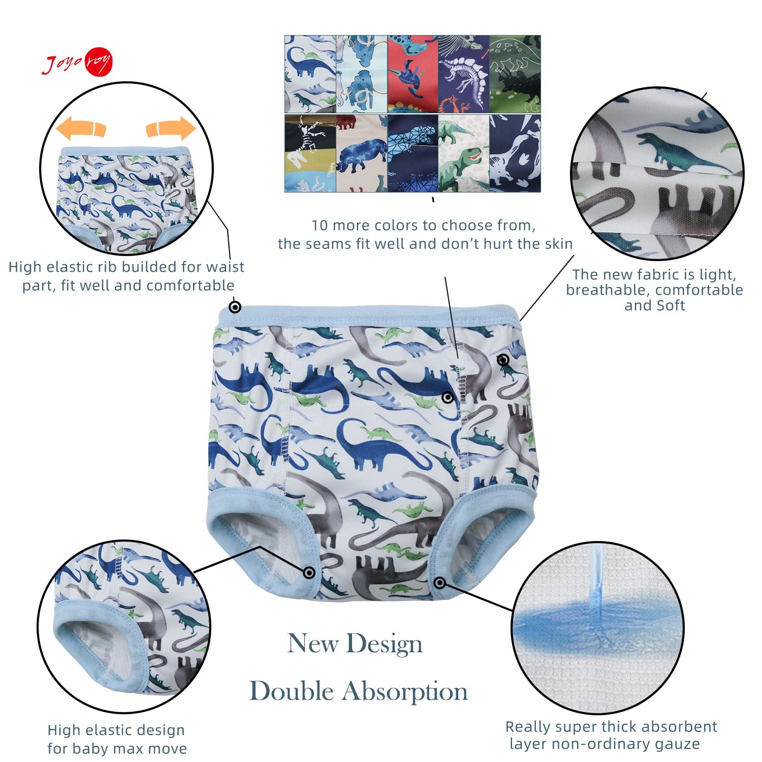 Joyo roy 10Pcs Strong Absorbent Toilet Training Pants 4T-5T Boys Soft Thick Padded Leakproof Kid Confident Toddler Potty Training Underwear for Boys Comfortable Snug Fit Washable Waterproof Pee Pants