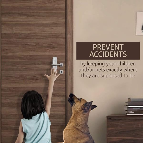 Door Handle Locks | Child-Proof & Pet-Proof | Pack of 2 | Heavy-Duty 3M Adhesive Tape [White] - 3