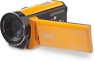 Vivitar4K Camcorder Ultra HD Lens, 4K Camera for Video Recording with 56MP, 13MP Sensor, 3" Rotatable Full Color LCD Display, 18x Zoom, Waterproof 5M/ 16.4FT, Image Stabilization, Yellow