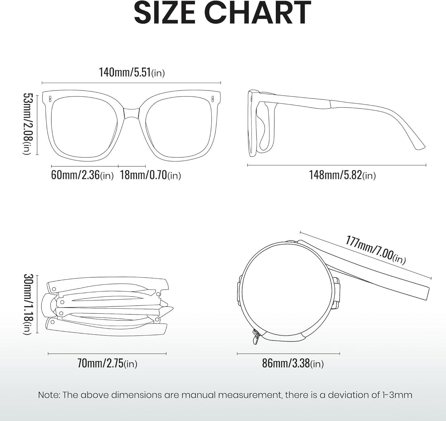 Cyxus Foldable Polarized Sunglasses Women Men, TR90 24g Square Frame 99.99% UV Protection Beach Driving Outdoor 1104 - Image 8