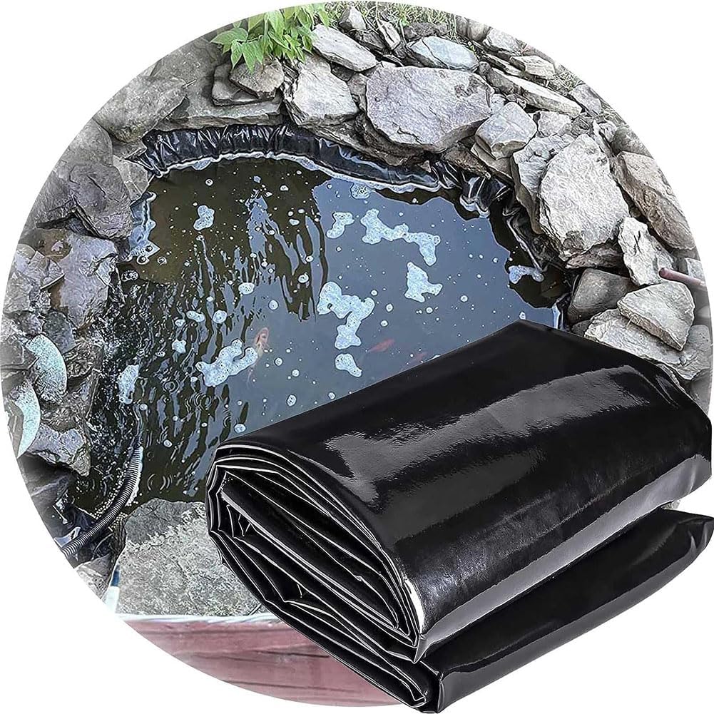Durable HDEP Pond Liner, 10 X 13Ft PVC Soft Pond Skins Black Heavy Duty Fish Pond Liners Protection for Fish Ponds, Streams Fountains and Water Garden, 10 X 23Ft Impermeable Film,4 * 7m