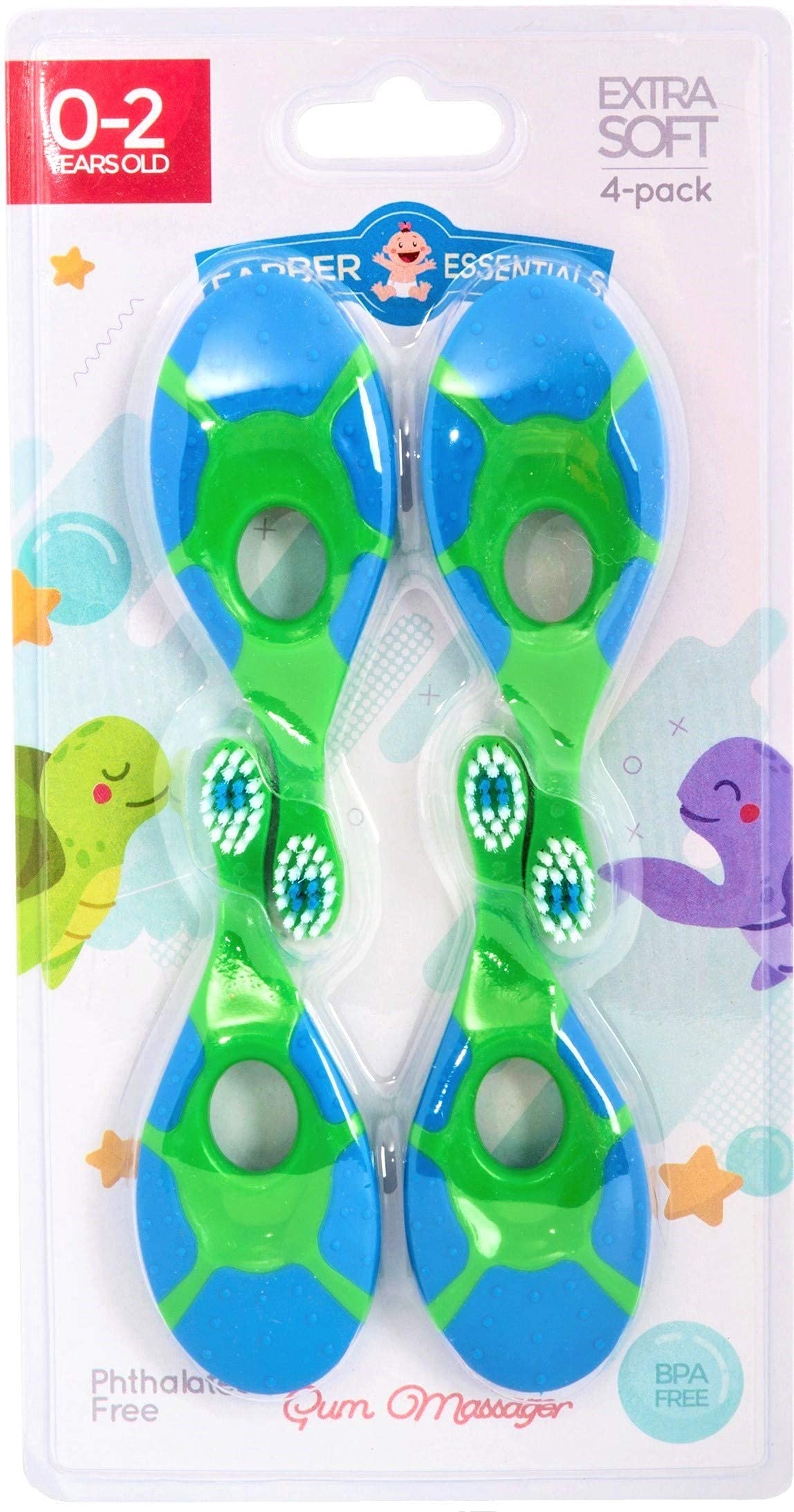 Farber BabyToothbrush & Toddler Toothbrush For 0-2 Years Old | BPA Free with Baby Toothpaste Indicator | Extra Soft Bristles | Infant Toothbrush (4 pack) Green FarberBabyTB