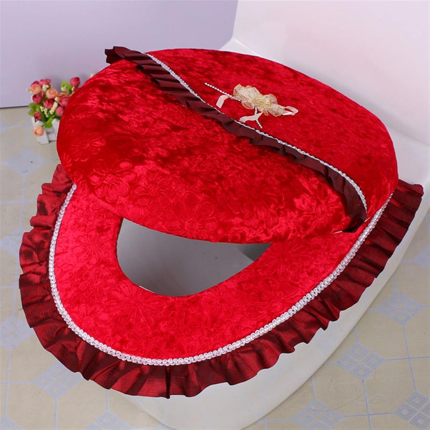 d Velvet Toilet Seat Cover Set Universal Toilet Cover Waterproof Toilet Seat Cover