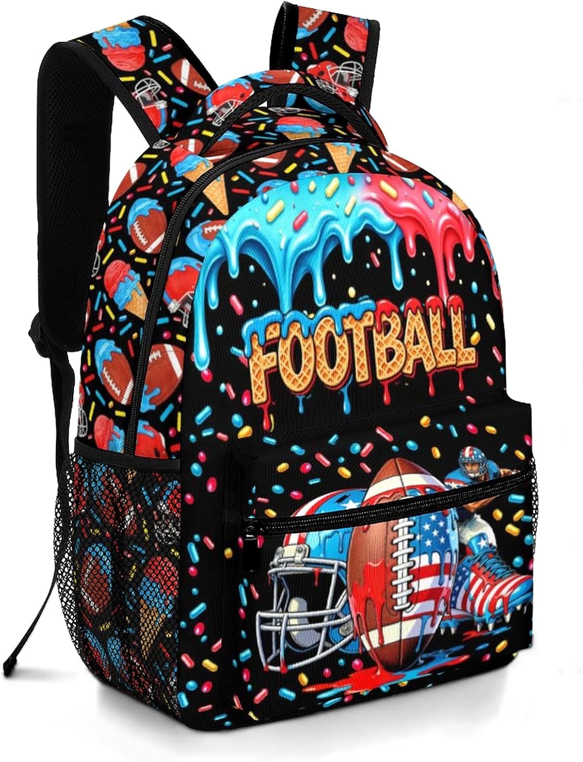 Ice Cream Soccer Backpack For Boys Soccer Backpack Boys Backpacks For Kids Children Teens Elementary Middle School Sport Bookbag Travel Back Pack For Age 6-18