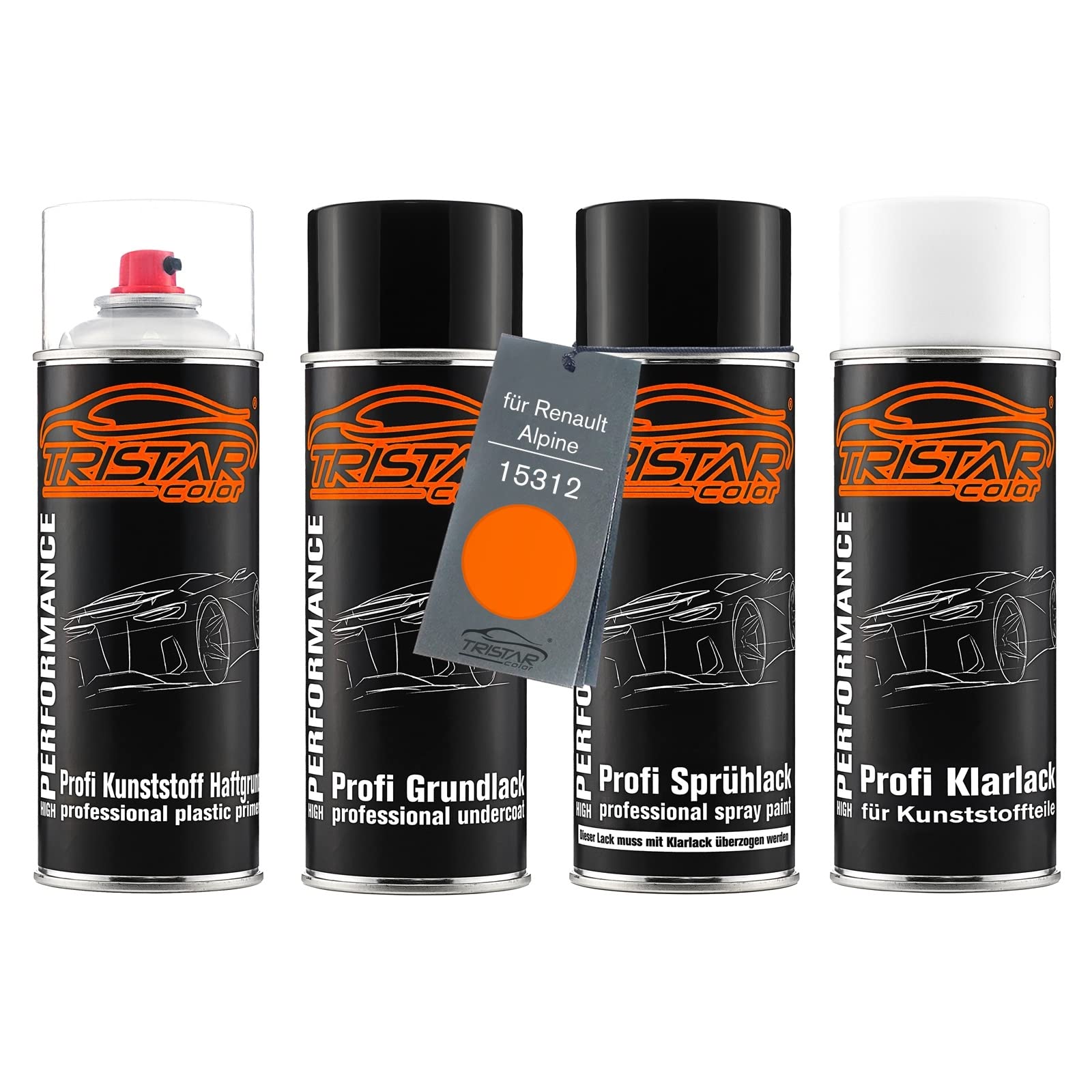TRISTARcolor Zestaw w sprayu Lakier samochodowy do zderzaka z tworzywa sztucznego dla Renault/Alpine 15312 Orange Trucks