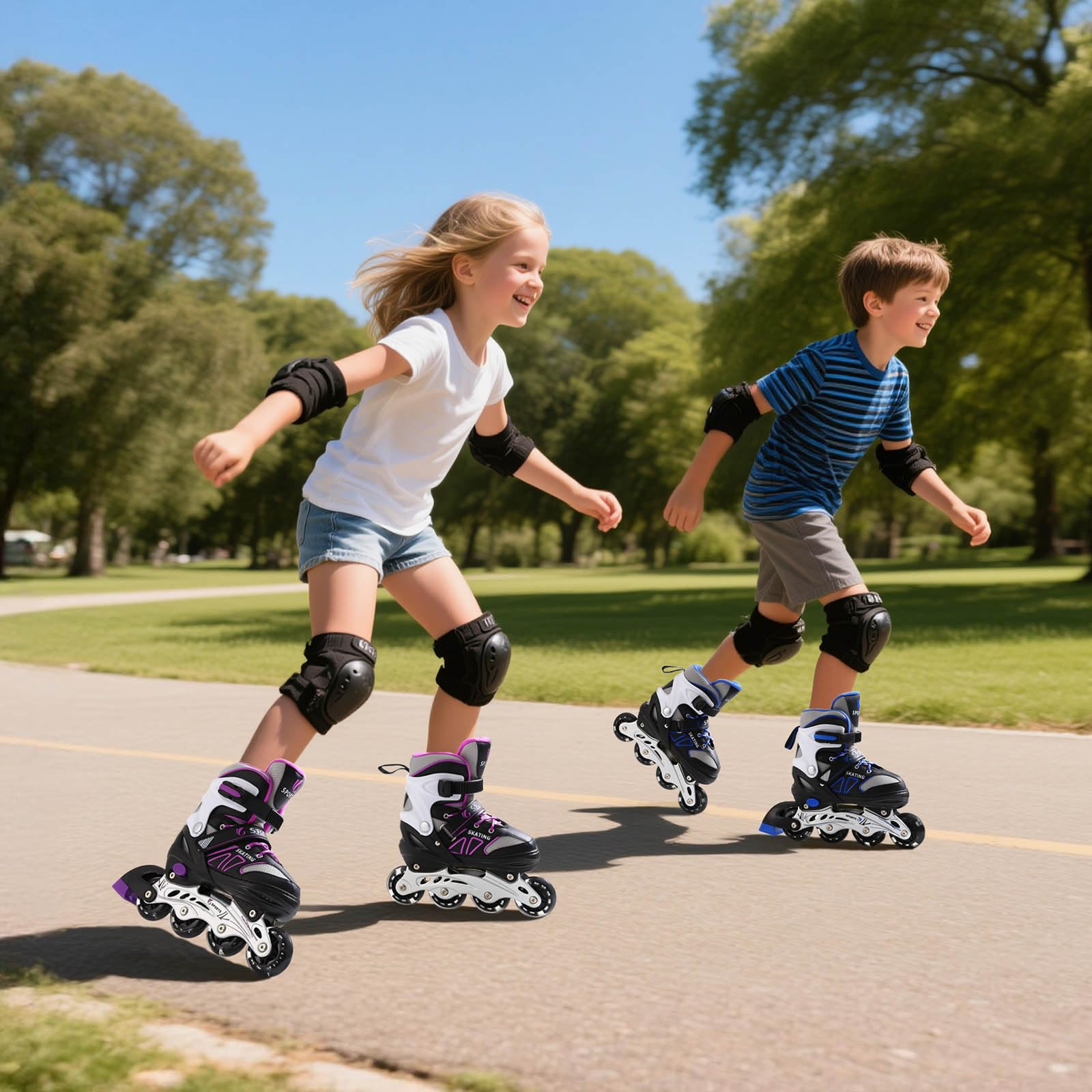 Pattini in linea per bambini regolabili, pattini a rotelle bambina per ragazze con ruote illuminate, pattini per ragazzi per sport indoor