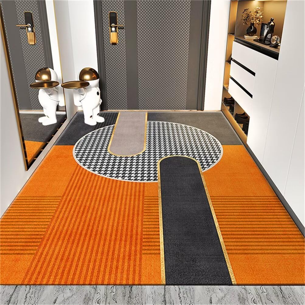 Tapis anti-acarien facile d'entretien pour chambre fille avec sticker géométrique