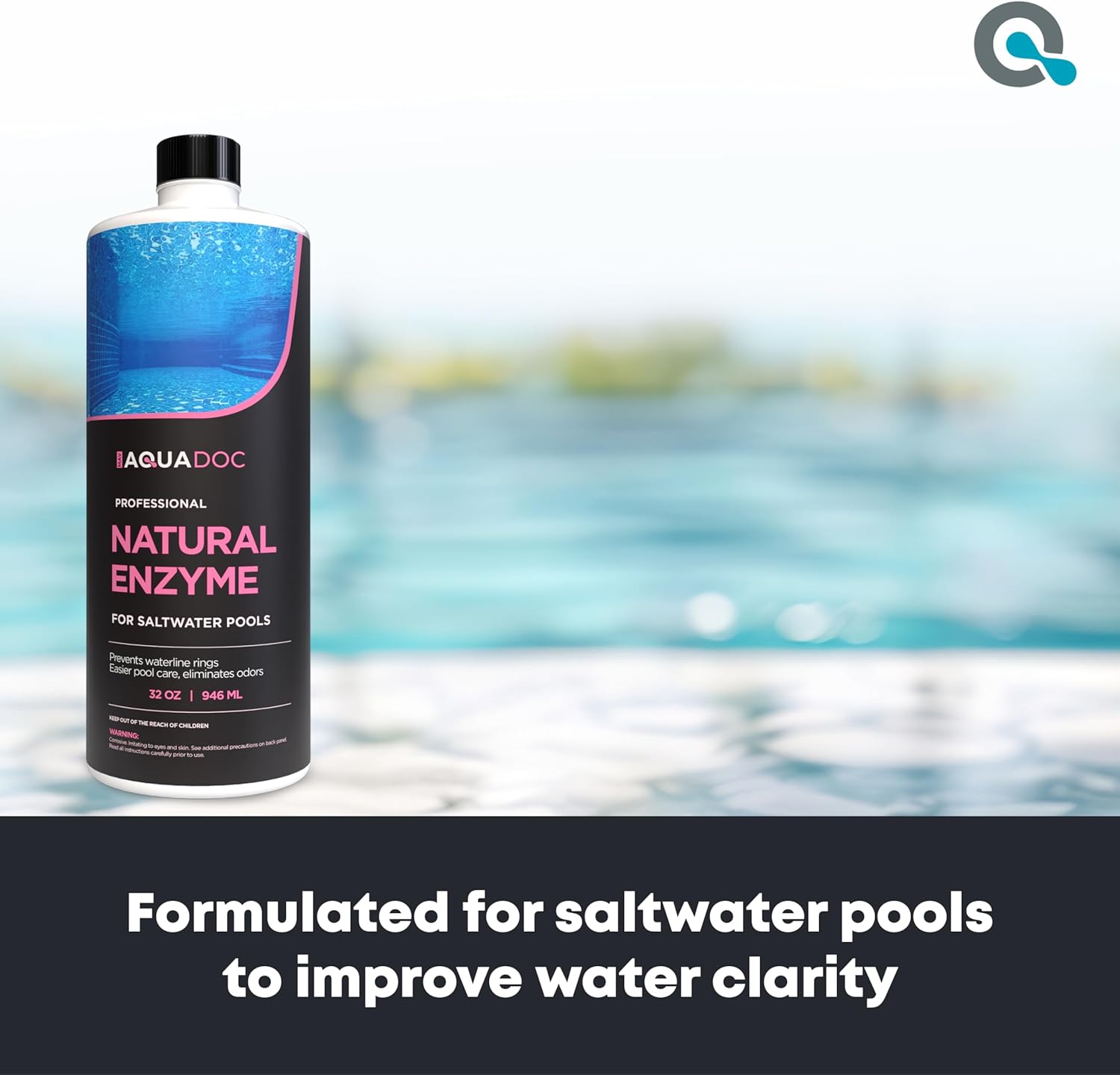 Pool Enzyme Treatment for Saltwater Pools - Pool Enzymes for Waterline Care, Oil Control & Clarity - Made in USA - AquaDoc - 32oz - Image 2
