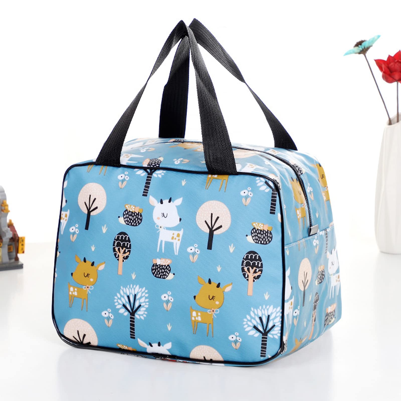 Grote Geïsoleerde Lunchtas Met Regenboog En Olifant Print Voor Kinderen En Dames Grote Geïsoleerde Lunchtas Met Regenboog En Olifant Print Voor Kinderen En Dames