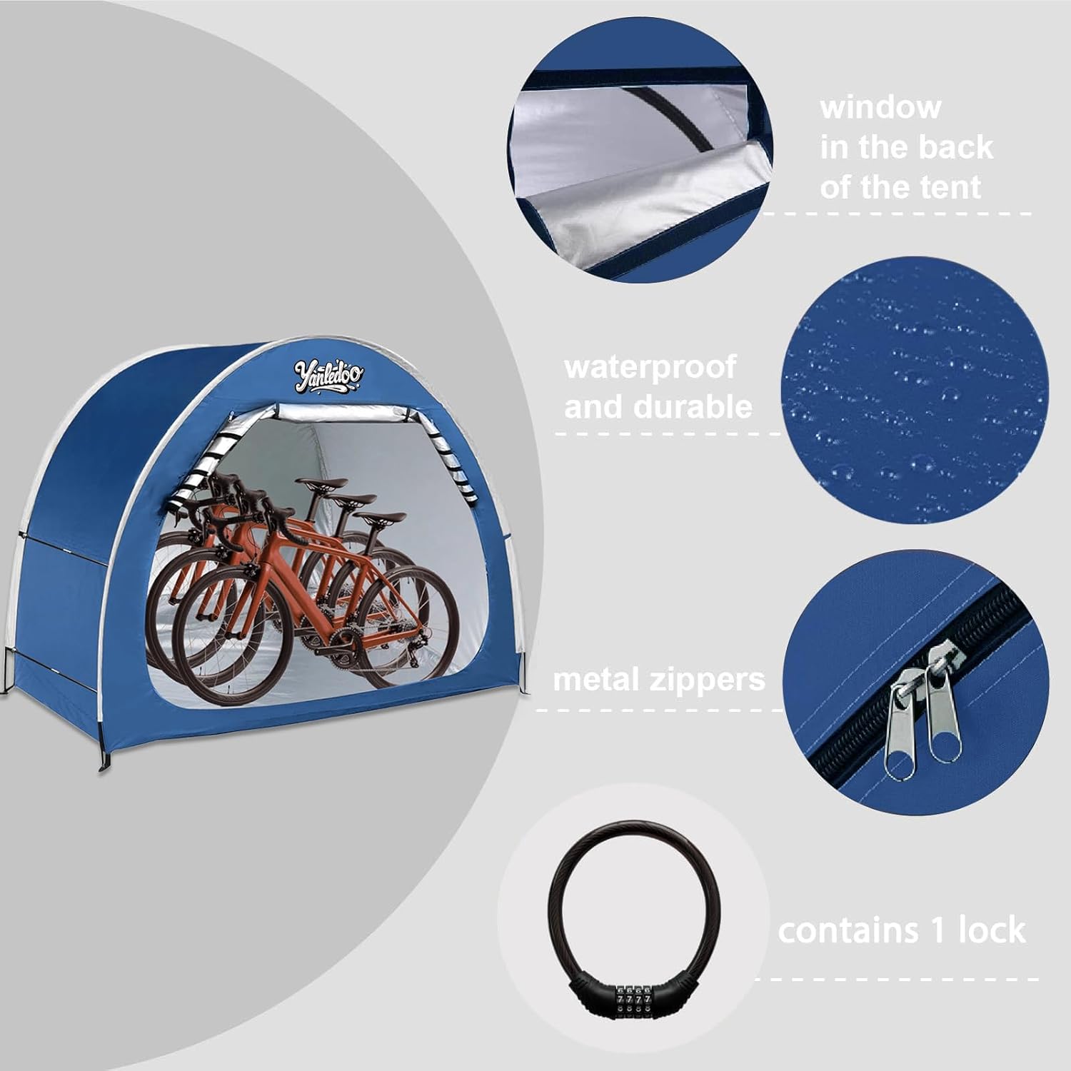 Bike Tent, Outdoor Portable Bike Storage Shed Tent, Bike Shed, Waterproof Bicycle Shelter with 210D Oxford Fabric, Bicycle Cover Fits 2-3 Bikes (Royal Blue)