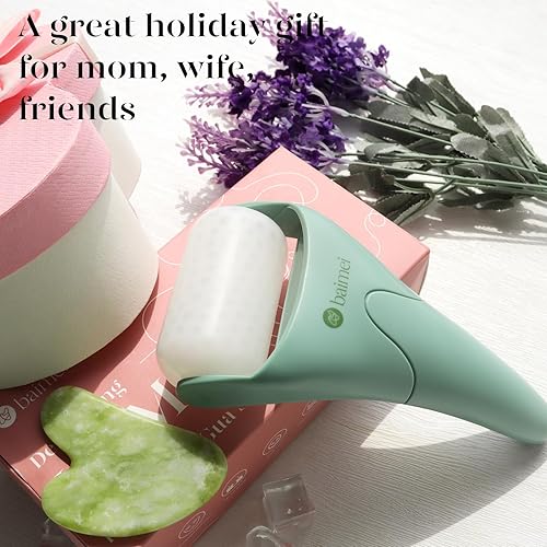 Miniatura 9 de BAIMEI Rodillo de hielo para cara y herramientas faciales Gua Sha, rodillo facial de hielo reduce la hinchazón, alivio del dolor de migraña, rosa
