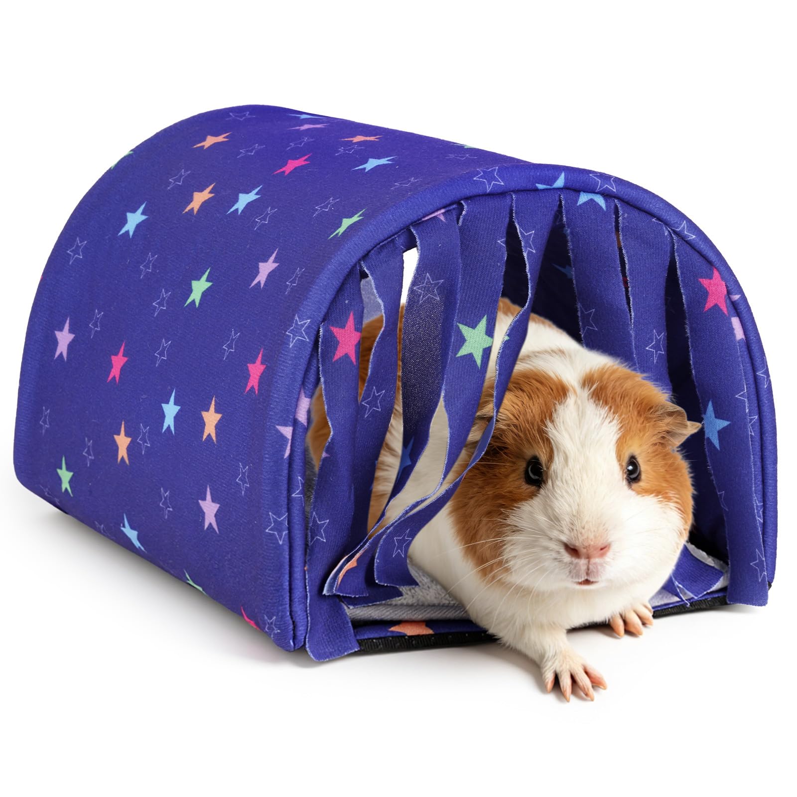 HOTUT Guinea Pig Bed Rabbit Hideout,Guinea Pig Tunnel,Small Animal House Cage Accessories with Curtains,Warm Guinea,with Removable Cushion,Anti-slip,for Chinchillas,Hamsters,Dwarf Rabbits