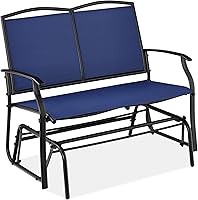 Vista 9 de Best Choice Products – Silla mecedora para 2 personas para patio al aire libre, banco para jardín, balancín de acero con tela Textilene, marco