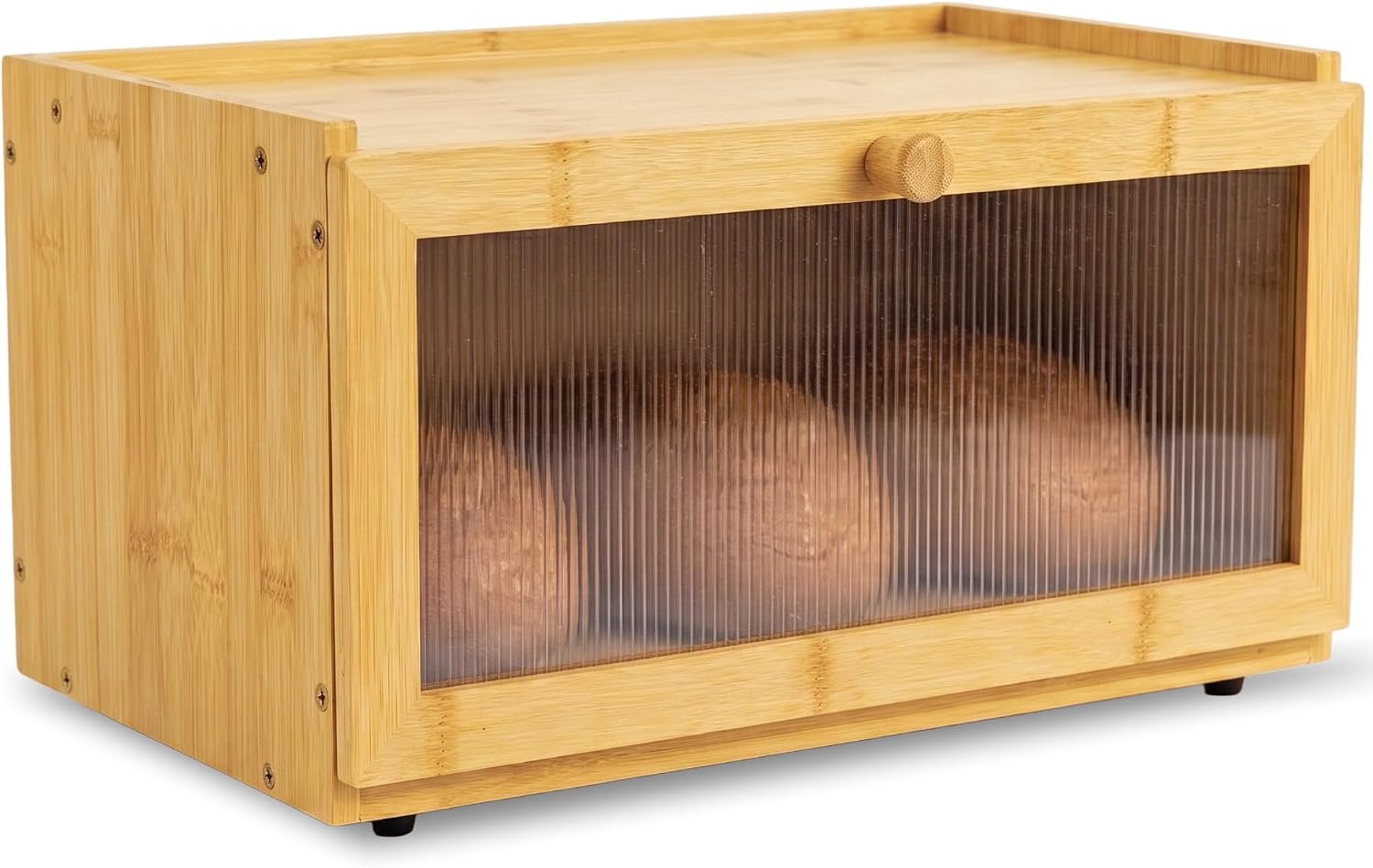 Culinary Couture White Bread Box for Kitchen Countertop with Bamboo Lid - Large BreadBox for Homemade Bread - Storage BreadBox with Cutting Board Lid