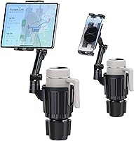 Peastrex Cup Holder Tablet Mount for iPad Air Mini Pro, iPhone 15, Galaxy S24 - Adjustable 15" Arm, 360° Rotation, Fits Most Cars