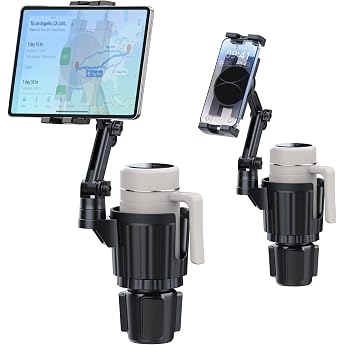 Cup Holder Tablet Holder iPad Cup Holder Car Mount with Adjustable Arm for Tablet iPhone 3-13 Inch iPad Pro Air Mini Fire iPhone 15 Galaxy S24 Z Fold 5