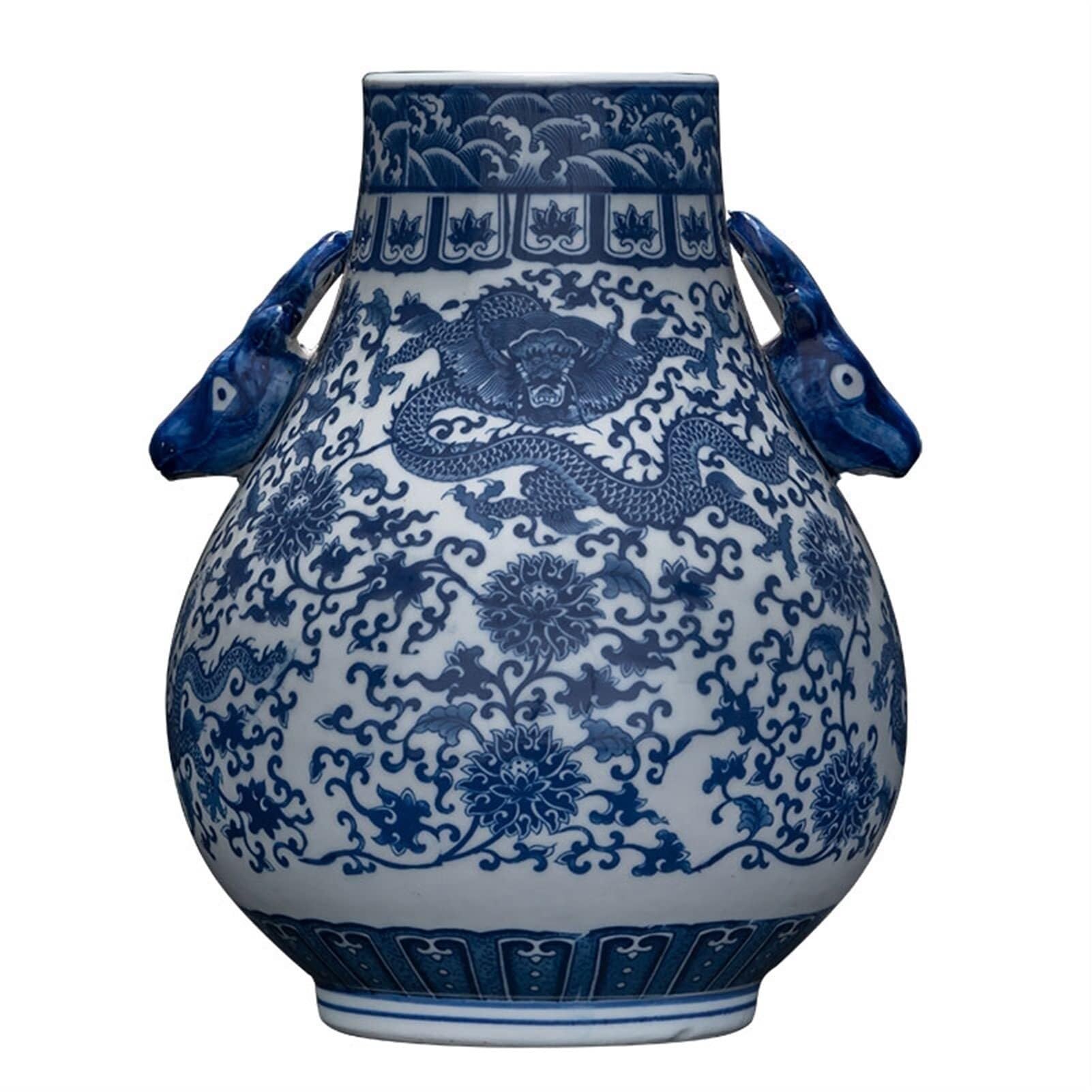 Vase en céramique bleu et blanc souvenir de l'art rétro chinois pour sublimer vos fleurs