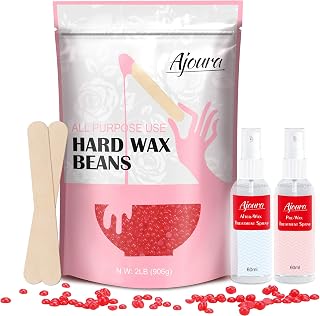 2LB Wax Beads for Hair Removal, Ajoura Hard Wax Beans (32oz) All In One Body Formula Brazilian Wax for Eyebrow, Facial, Bikini, Legs, Armpit, Back and Chest, Perfect Refill for Any Wax Warmer