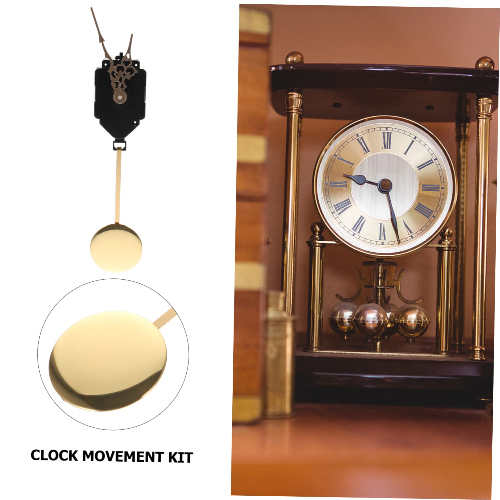 Mipcase Mécanisme Horloge Silencieux Quartz Pendule Métal Kit de Réparation Bricolage Accessoires Horlogerie Rechange Pendules Murales Outil Domestique