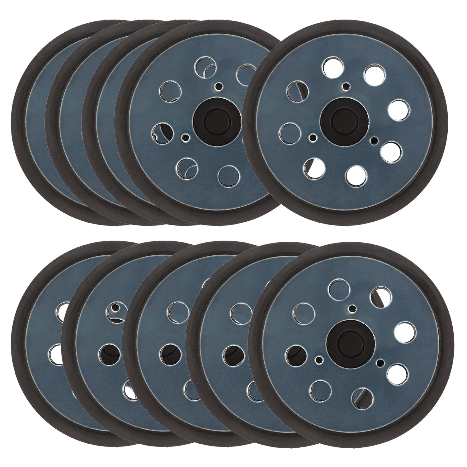 10 Packs 5 Inch 8 Hole Replacement Sander Pads 5" Hook and Loop Sanding Backing Plates for Makita 743081-8 743051-7, DeWalt 151281-08 DW4388, Porter Cable, Hitachi 324-209
