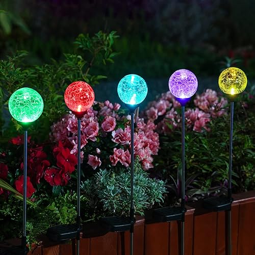 Miniatura 3 de Luces solares para exteriores, paquete de 6 luces LED de cristal de cristal, luces solares de estaca que cambian de color, luces solares de