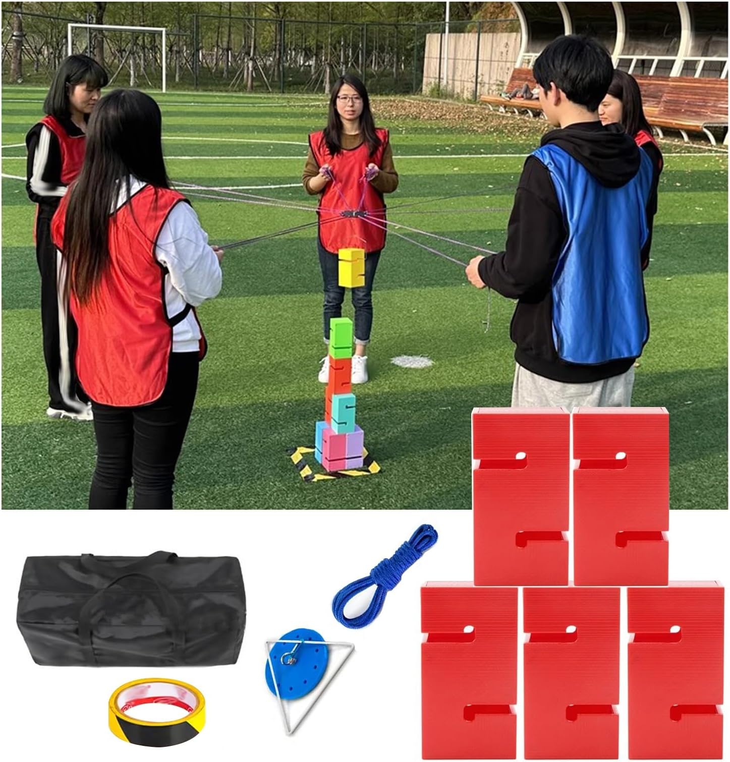Block Stacking Tower Game Kit for Team Building, Office Icebreakers, and Group Activities