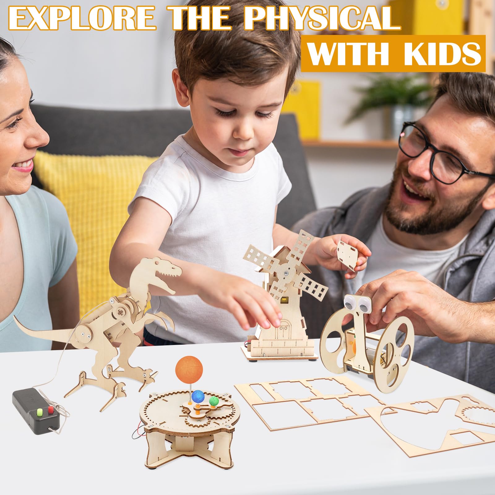 Esperimenti per Bambini da 8 9 10 11 12, 6 PCS Bambini kit di Costruzione, Robot Giocattolo Fai da Te, Kit di Esperimenti, Kit di Costruzione in Legno 3D, Regali da 8-14 Anni Ragazzi