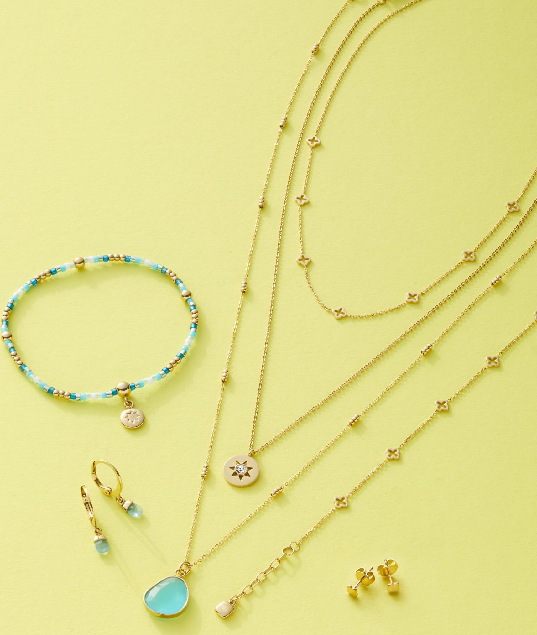 JEWELS BY LEONARDO Halskette Ciao Janna • feine Spiegelanker-Kette aus goldfarbenem Edelstahl • stilisierten Kleeblatt-Ornamenten • 42-47 cm Länge • Schmuck Geschenk für Frauen • 023940