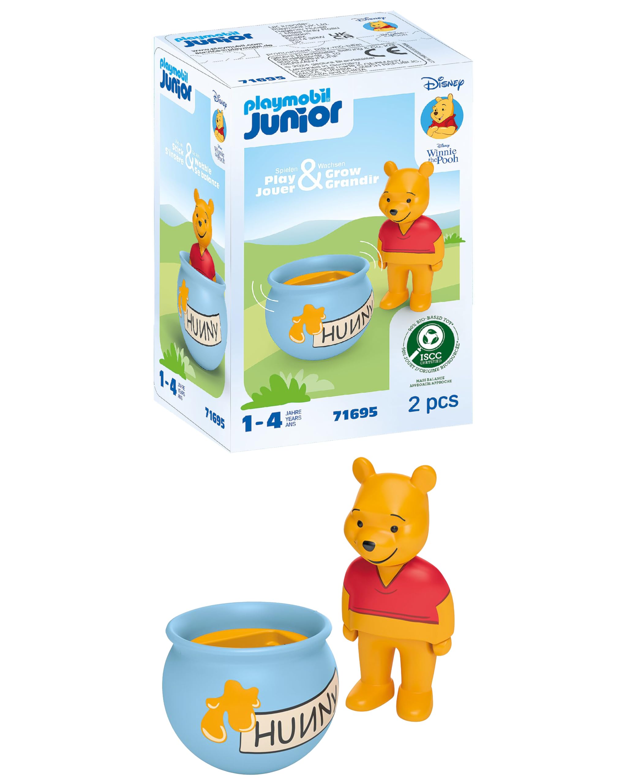 Playmobil 71695 JUNIOR & Disney: Winnie's Counter Balance Honey Pot, Winnie-the-Pooh, made from over 90% plant-based plastics, gifting toy and fun role-play, playsets for children ages 12 months+