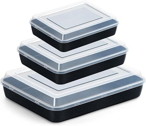 E-far Baking Pans with Lids Set of 3, Nonstick Sheet