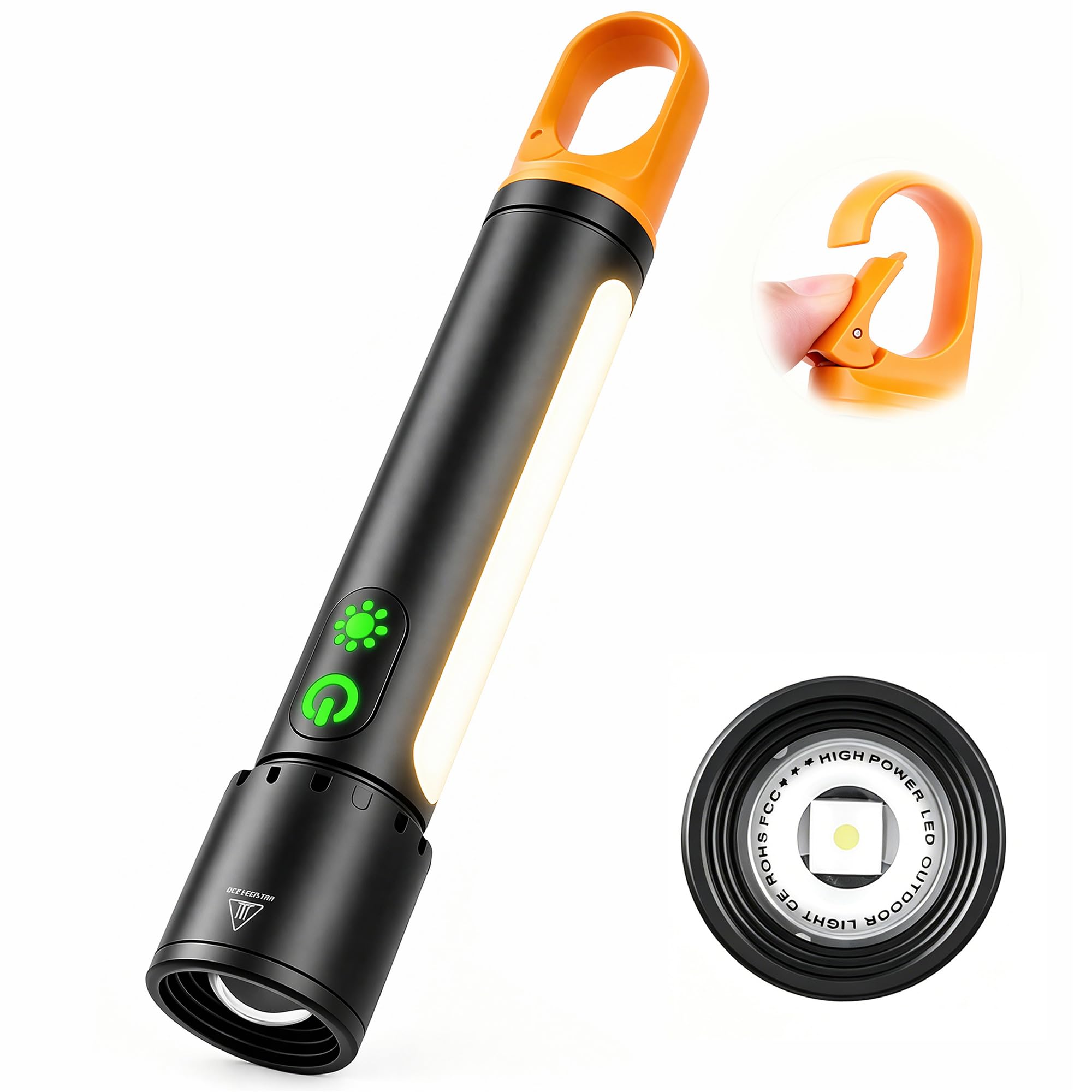 Lumive Rechargeable Torch LED Super Bright, Magnetic Camping Torch with Tail Hook and COB Work Light, Zoomable Torches Battery Powered, Flashlight for Dog Walking and Emergencies