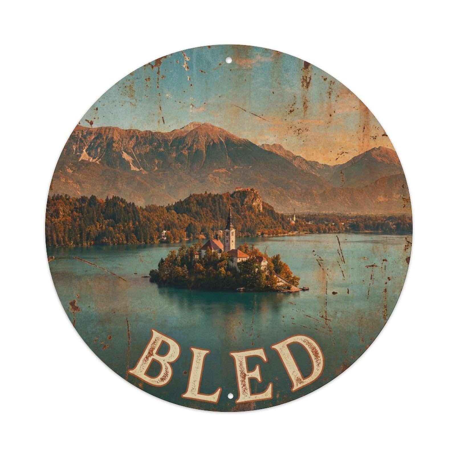 Galvaxio Style Slovenia Retro Travel Bled Metal Tin Sign