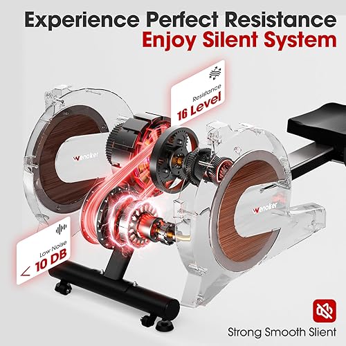 Miniatura 4 de Rowing Machine for Home, Magnetic Rower Machine, 350 LB Weight Capacity, 16-Level Silent Resistance Row Machine for Gym Exercise Full-Body Workout