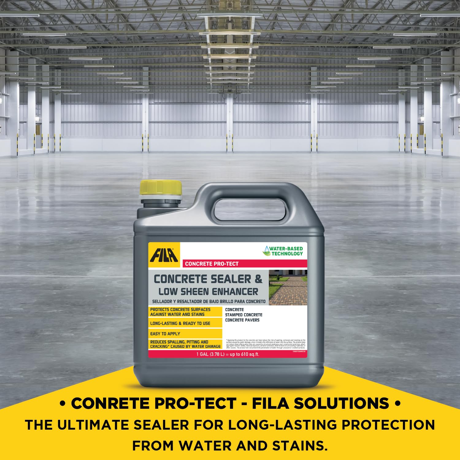 FILA Surface Care Solution CONCRETE PRO-TECT, Concrete Sealer & Low Sheen Enhancer Treatment for Indoor and Outdoor Concrete Surfaces, Water-Based, Protects and Restores Sheen - 1 GAL